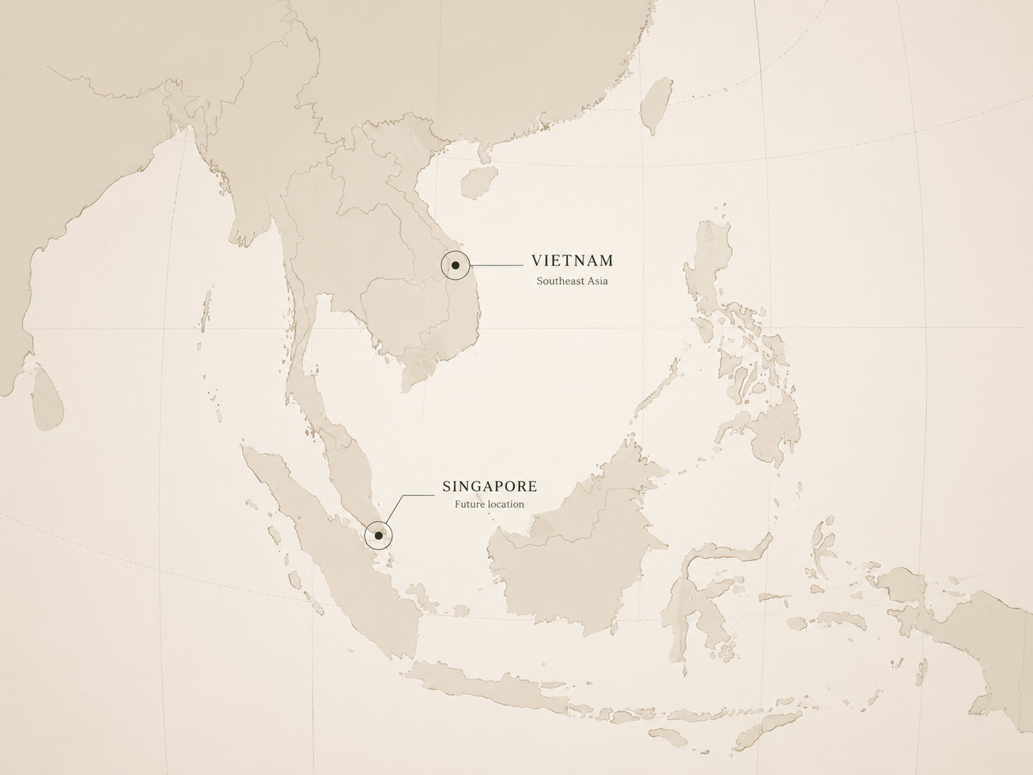 Southeast Asia map highlighting Vietnam and Singapore